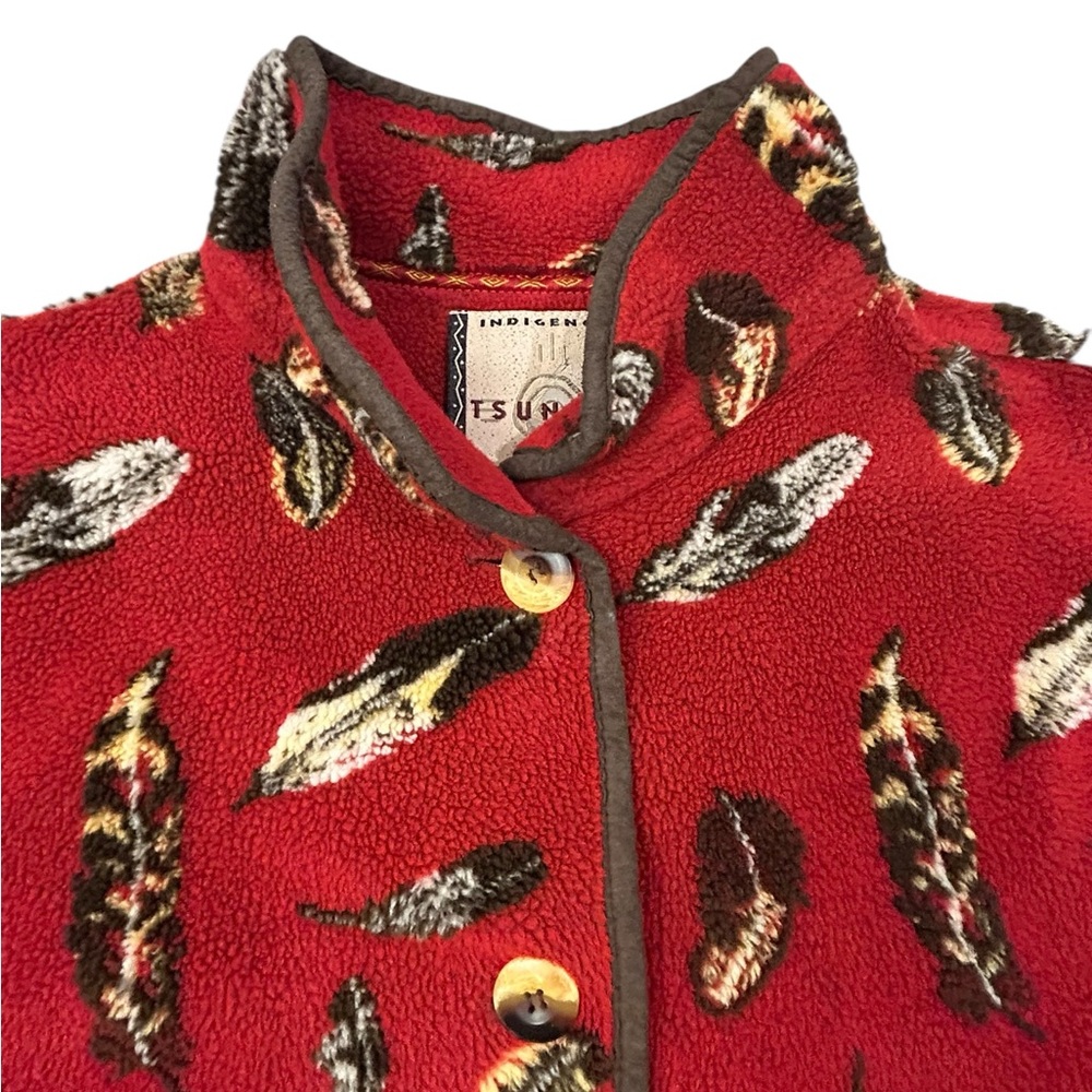 Tsunami Indigenous Collection Vintage Women's Feather Fleece Jacket XL Canadian - Picture 2 of 10